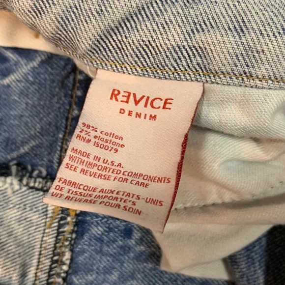 REVICE Denim Two Tone Jeans Straight Leg Raw Hem - Picture 6 of 13